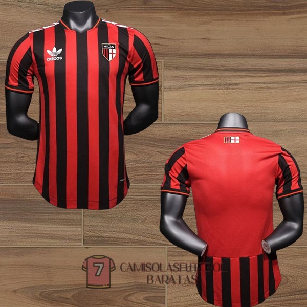 ac milan camisola edicao comemorativa versao do jogador vermelho preta listra 2024-2025