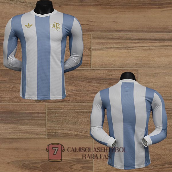 argentina camisola manga comprida edicao especial versao do jogador 50 edicao aniversario branca azul