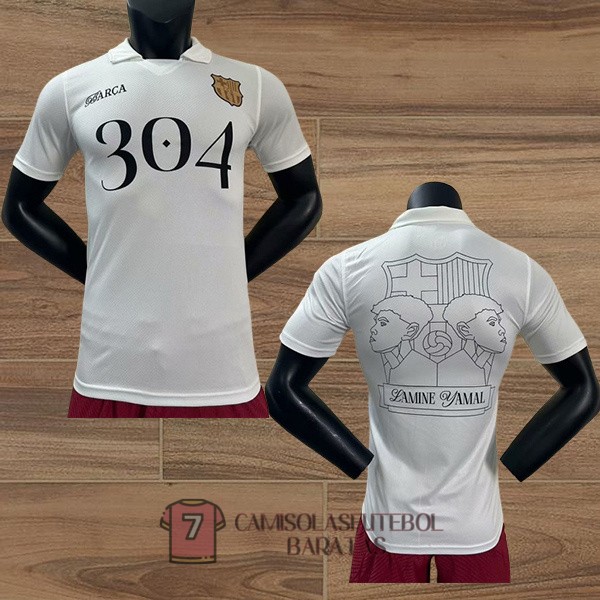 barcelona camisola edicao especial versao do jogador branca preta lamine yamal 304 2024-2025