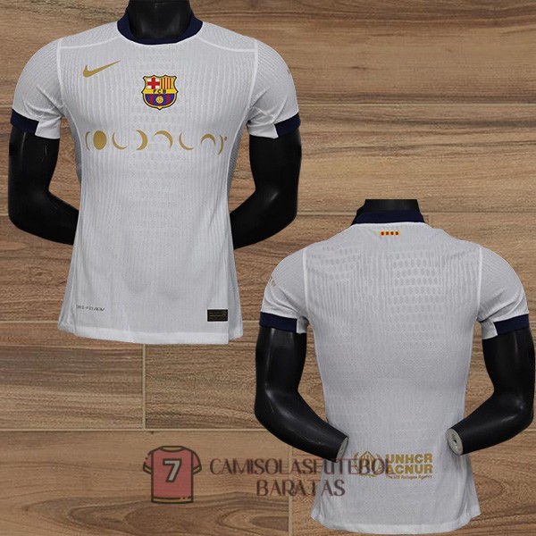 barcelona camisola edicao especial versao do jogador coldplay branca dourada 2024-2025