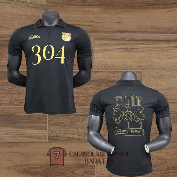 barcelona camisola edicao especial versao do jogador preta dourada lamine yamal 304 2024-2025