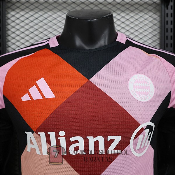 bayern munique camisola edicao especial versao do jogador preta vermelho rosa 2024-2025 - Image 2