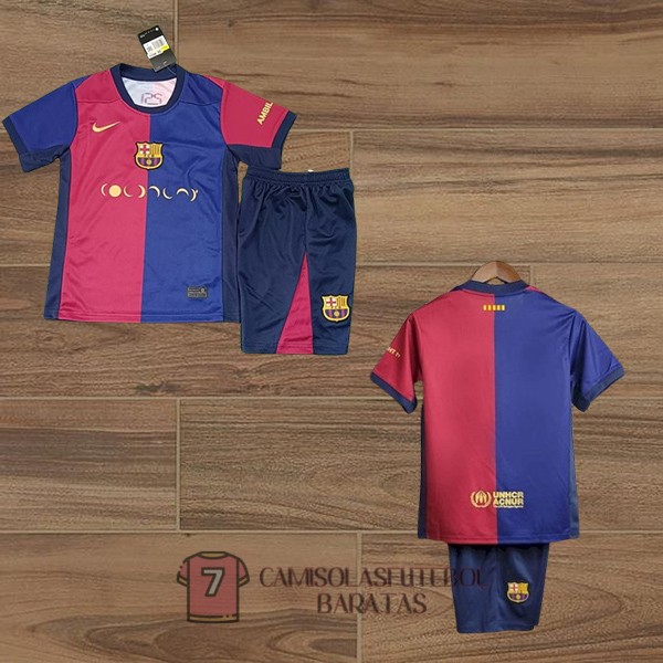 camisola barcelona crianca equipamento 2024-2025 edicao especial azul vermelho coldplay