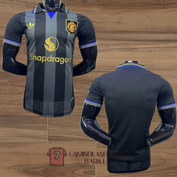 manchester united camisola edicao especial versao do jogador preta cinzenta 2024-2025
