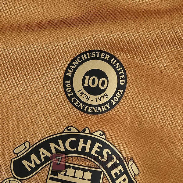 manchester united camisola retro edicao comemorativa manga comprida dourada 2002-2003 - Image 2