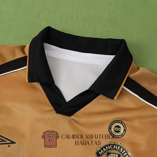 manchester united camisola retro edicao comemorativa manga comprida dourada 2002-2003 - Image 5