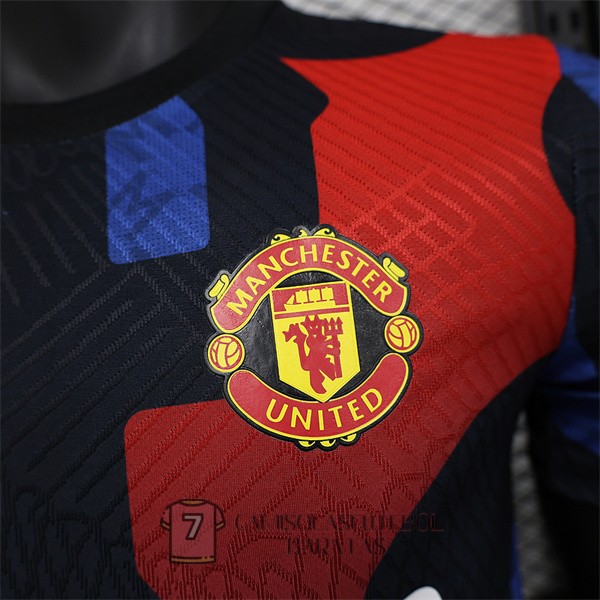 manchester united camisola treinament versao do jogador preta vermelho azul 2024-2025 - Image 3