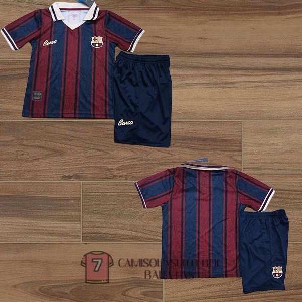 camisola barcelona crianca equipamento 2025-2026 125 edicao aniversario vermelho azul