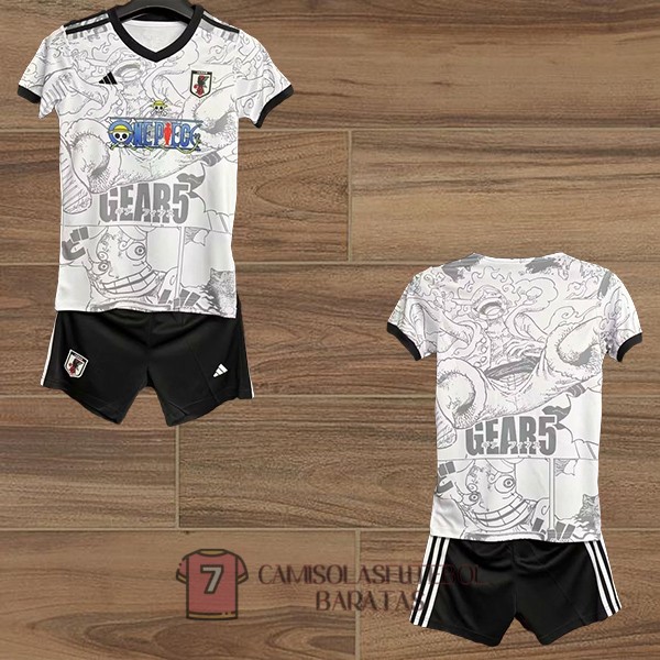 camisola japao crianca equipamento 2025-2026 edicao especial branca preta cinzenta one piece