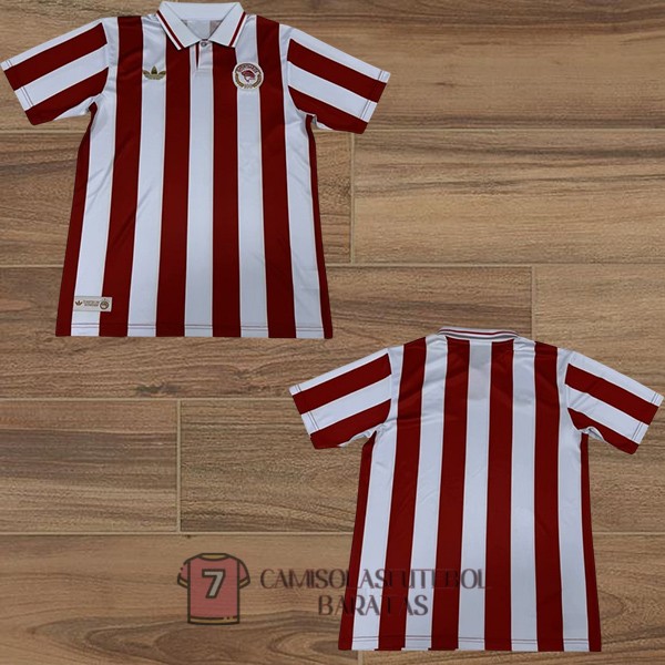 olympiacos camisola edicao comemorativa vermelho branca 100 edicao aniversario 2025-2026
