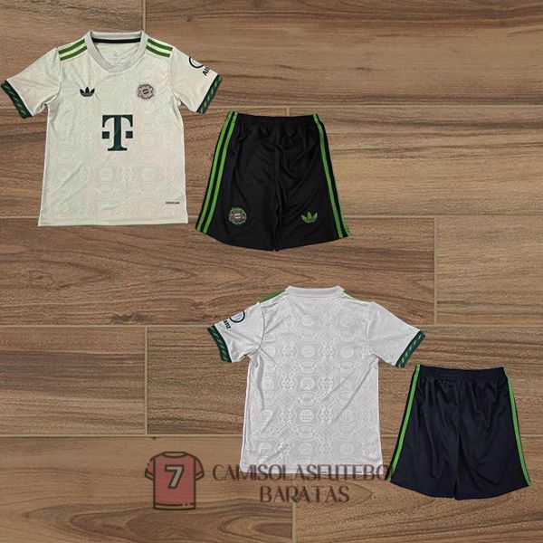 camisola bayern munique crianca equipamento 2025-2026 edicao especial amarillo claro verde oktoberfest
