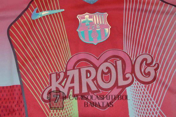 camisola barcelona crianca equipamento 2025-2026 edicao especial rosa vermelho karol - Image 6