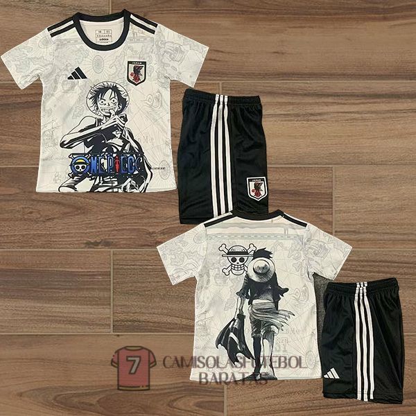 camisola japao crianca equipamento 2025-2026 edicao especial branca preta cinzenta (2) One Piece