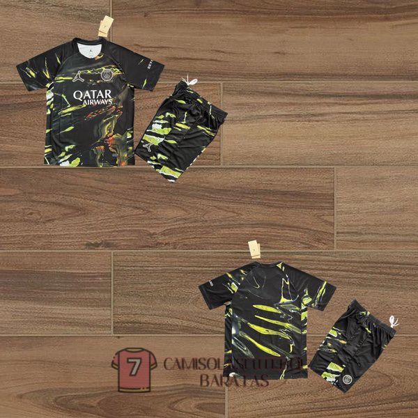 camisola psg crianca equipamento 2026-2027 edicao especial night 2estrela preta dourada